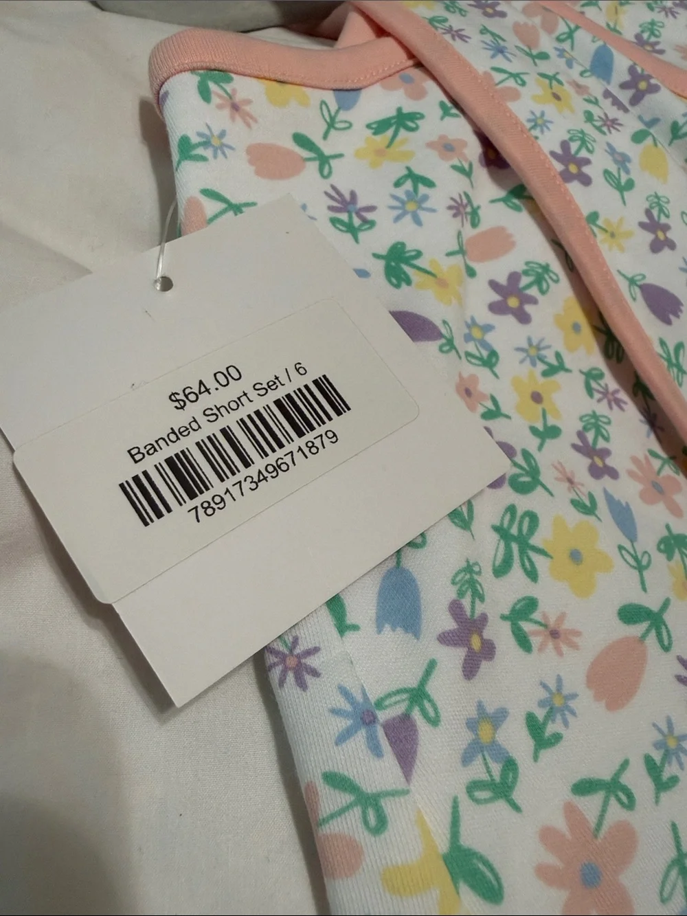 James and Lottie Pima Cotton Banded Floral Short Set with Swing Top SZ 6